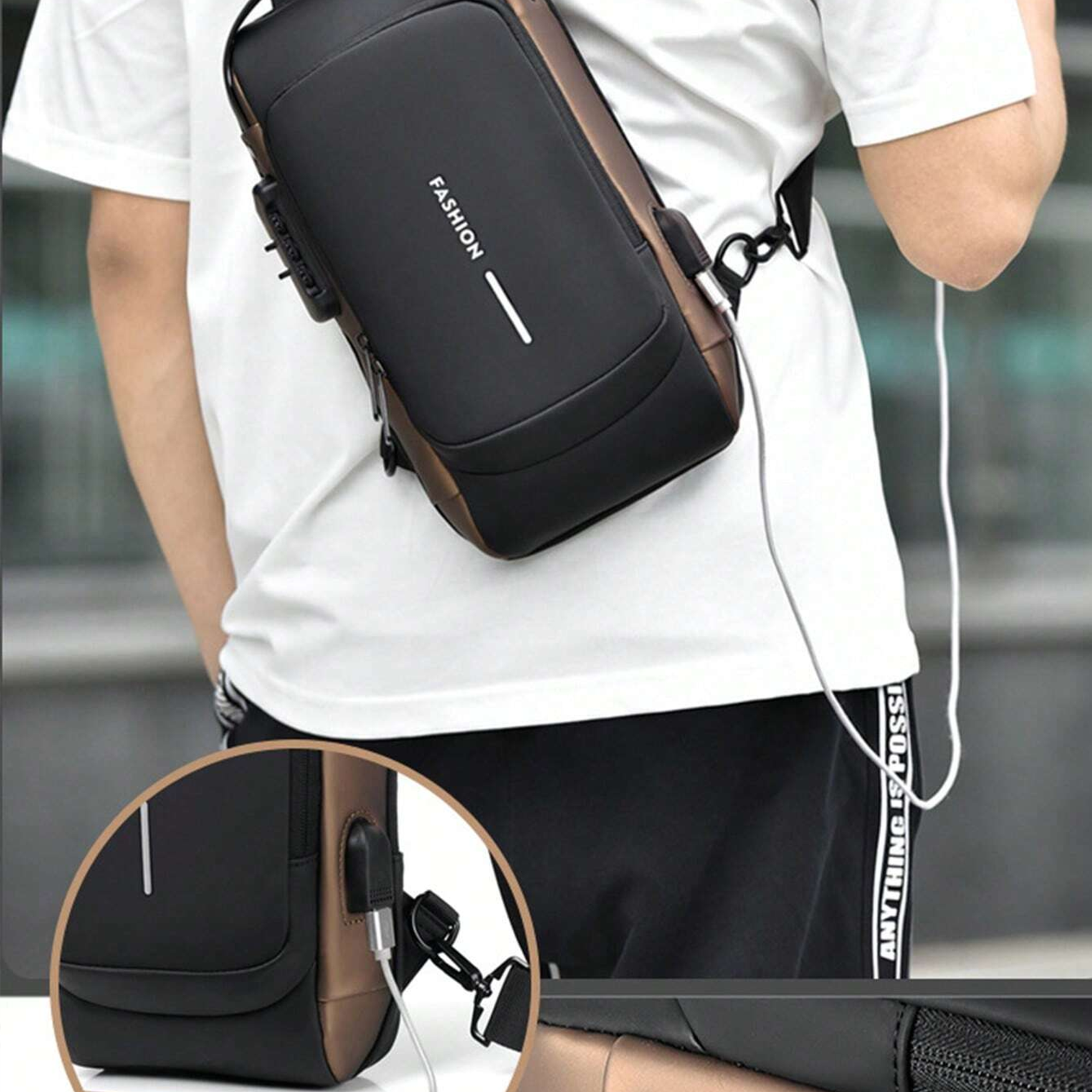 Multifunctional Anti-theft USB Charging Crossbody Shoulder Bag